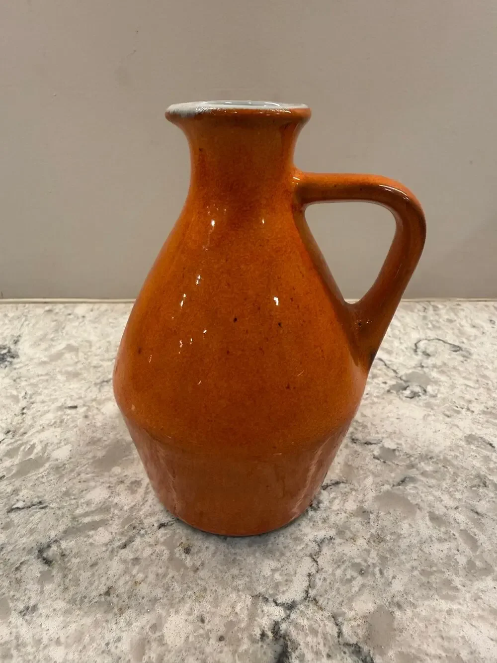 Vintage Signed Pottery Mini Vase / Pitcher Orange Speckled 6